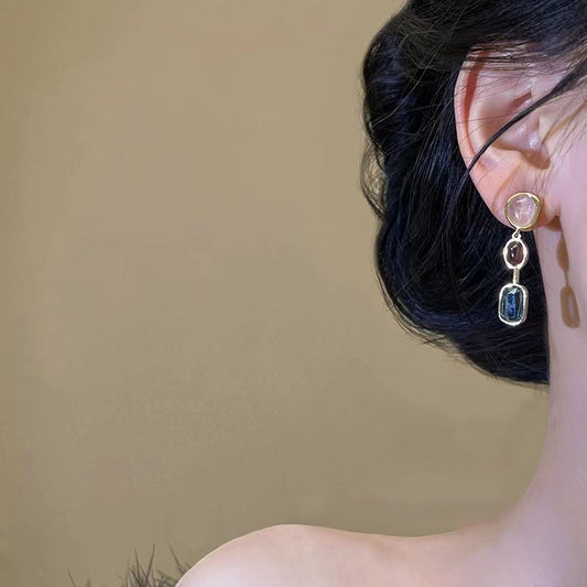 Elegant Multicolor Natural Stone Drop Earrings
