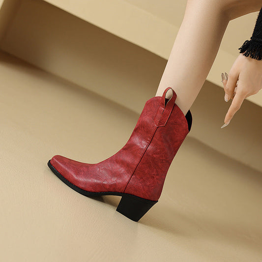 Elizabeth Ainsley Square-Toe Boots - Chunky Heel Comfort