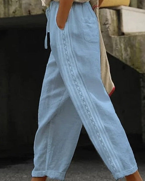 Elegant Cotton Linen Cropped Pants Elizabeth Ainsley