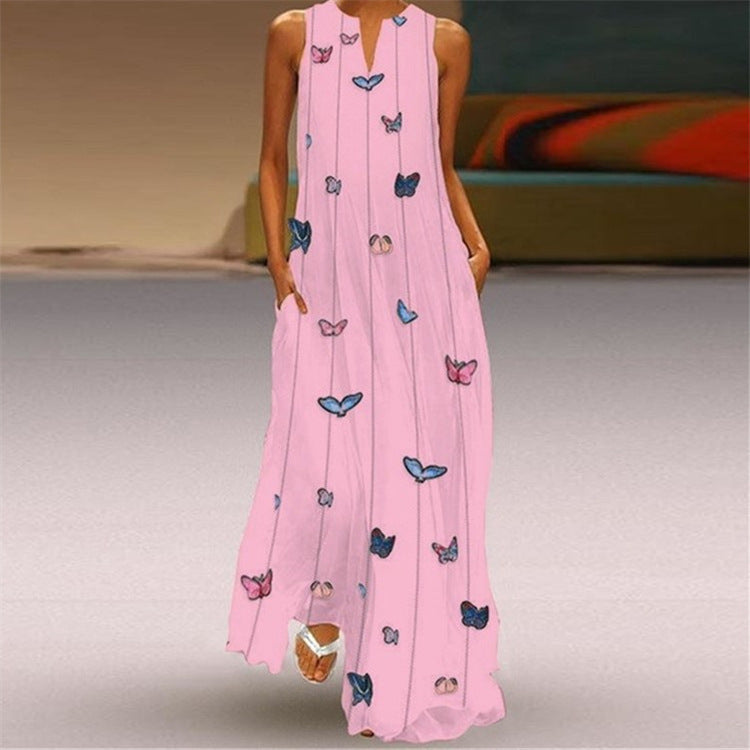 Vibrant V-Neck Swing Dress by Elizabeth Ainsley