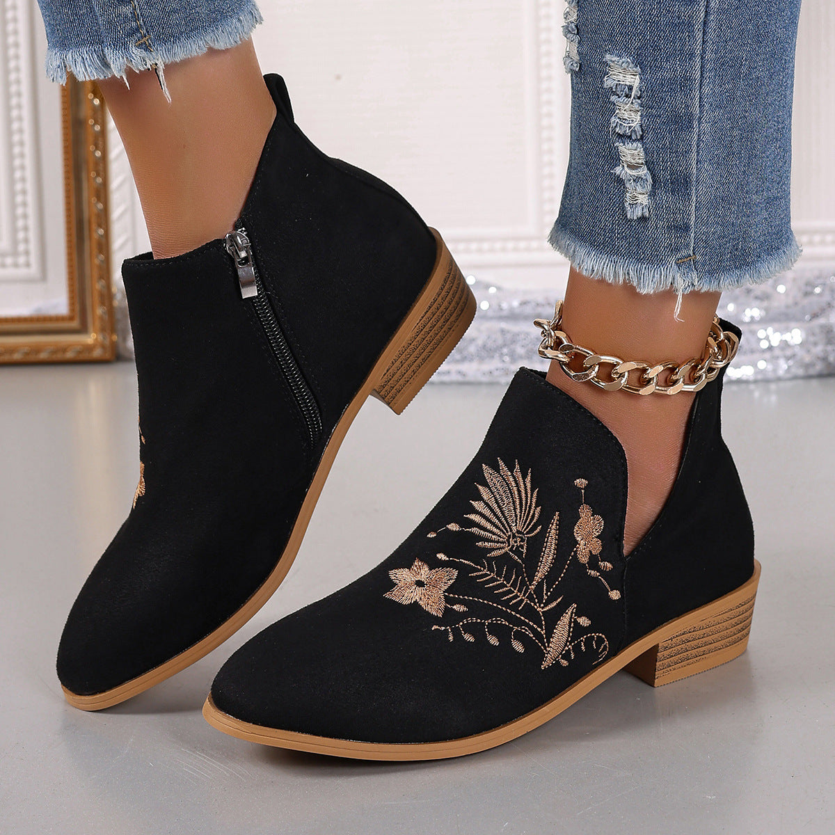 Elizabeth Ainsley Printed Short Boots - Pointed Toe Comfort