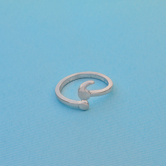 Minimalist Comma Wrap Ring – Adjustable Open Band