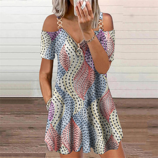 Chic Print Short Sleeve Dress by Elizabeth Ainsley
