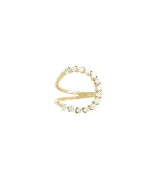 Golden Pearl Wrap Ring – Modern Open Spiral Desig