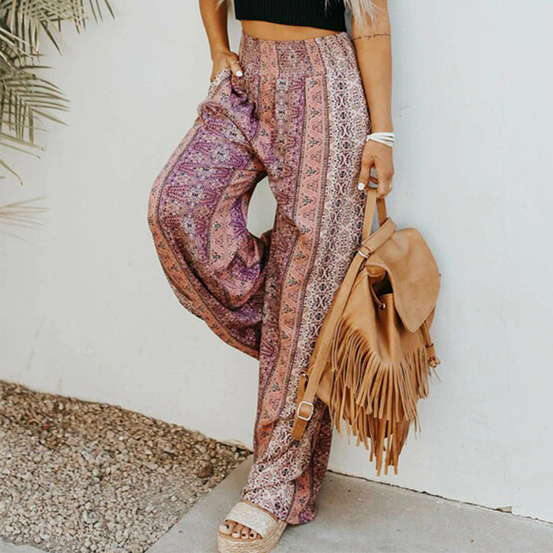 Boho Print Wide Leg Pants by Elizabeth Ainsley