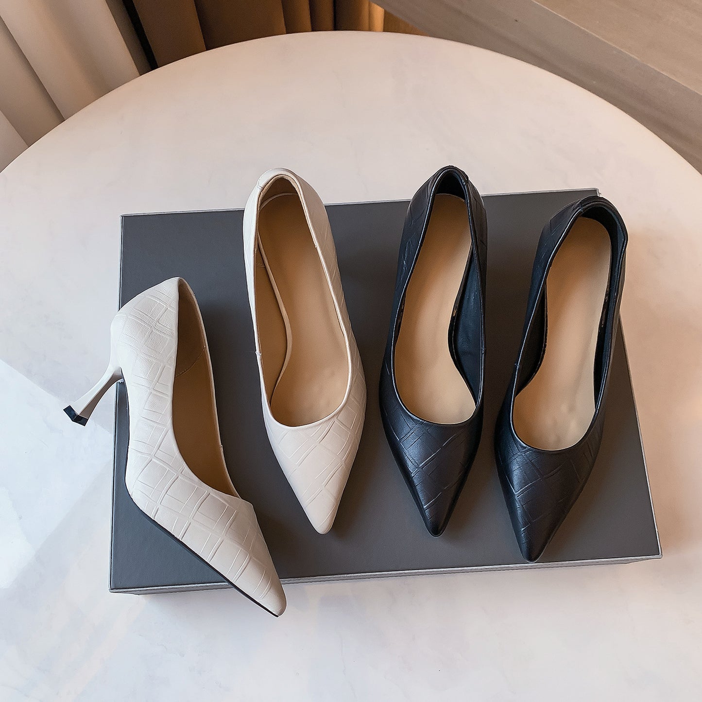 Elegant Sheepskin Pointed Heels by Elizabeth Ainsley