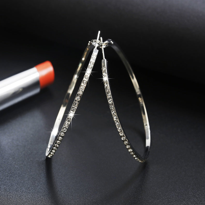 Elegant Crystal-Studded Hoop Earrings