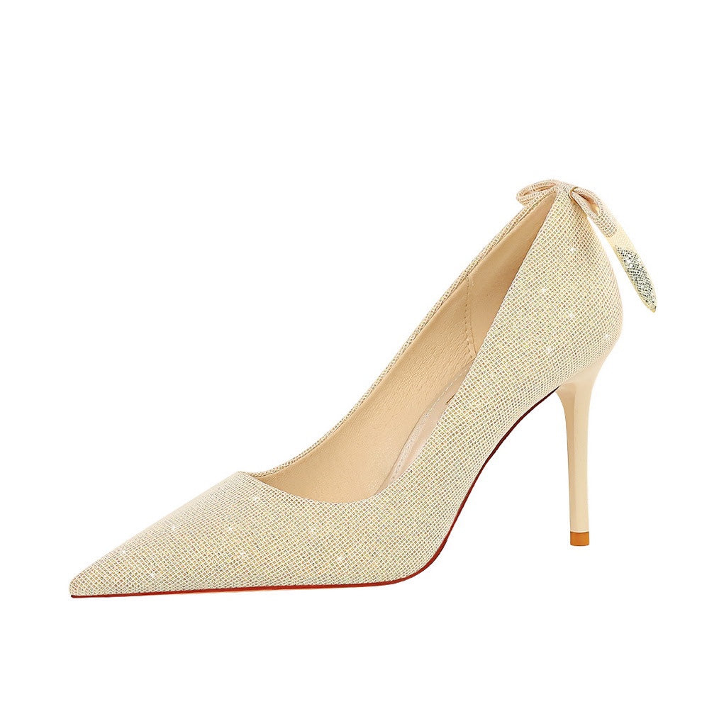 Elegant Gold Stiletto Heels by Elizabeth Ainsley
