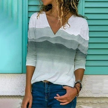 Gradient Landscape Elizabeth Ainsley Slim Long Sleeve Top