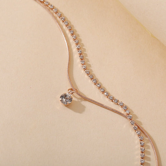 Layered Crystal Charm Anklet