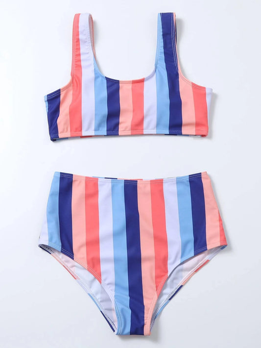 Vibrant Striped High Waist Bikini by Elizabeth Ainsley