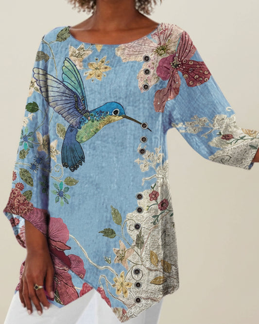 Floral Print Irregular Top by Elizabeth Ainsley