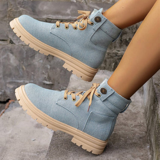 Morgaine | Urban Lace-Up Orthopedic Canvas Ankle Boots