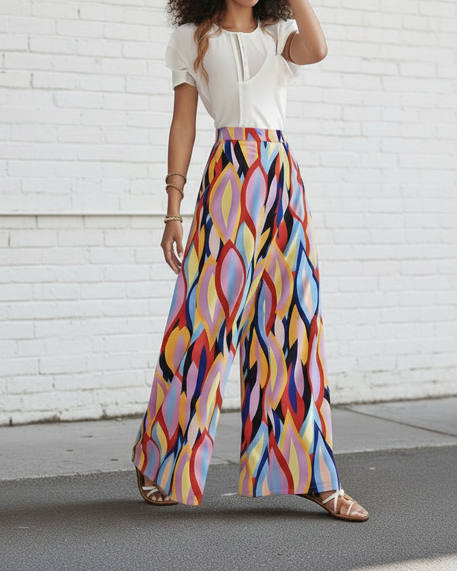Vibrant Printed Elizabeth Ainsley Bootcut Pants