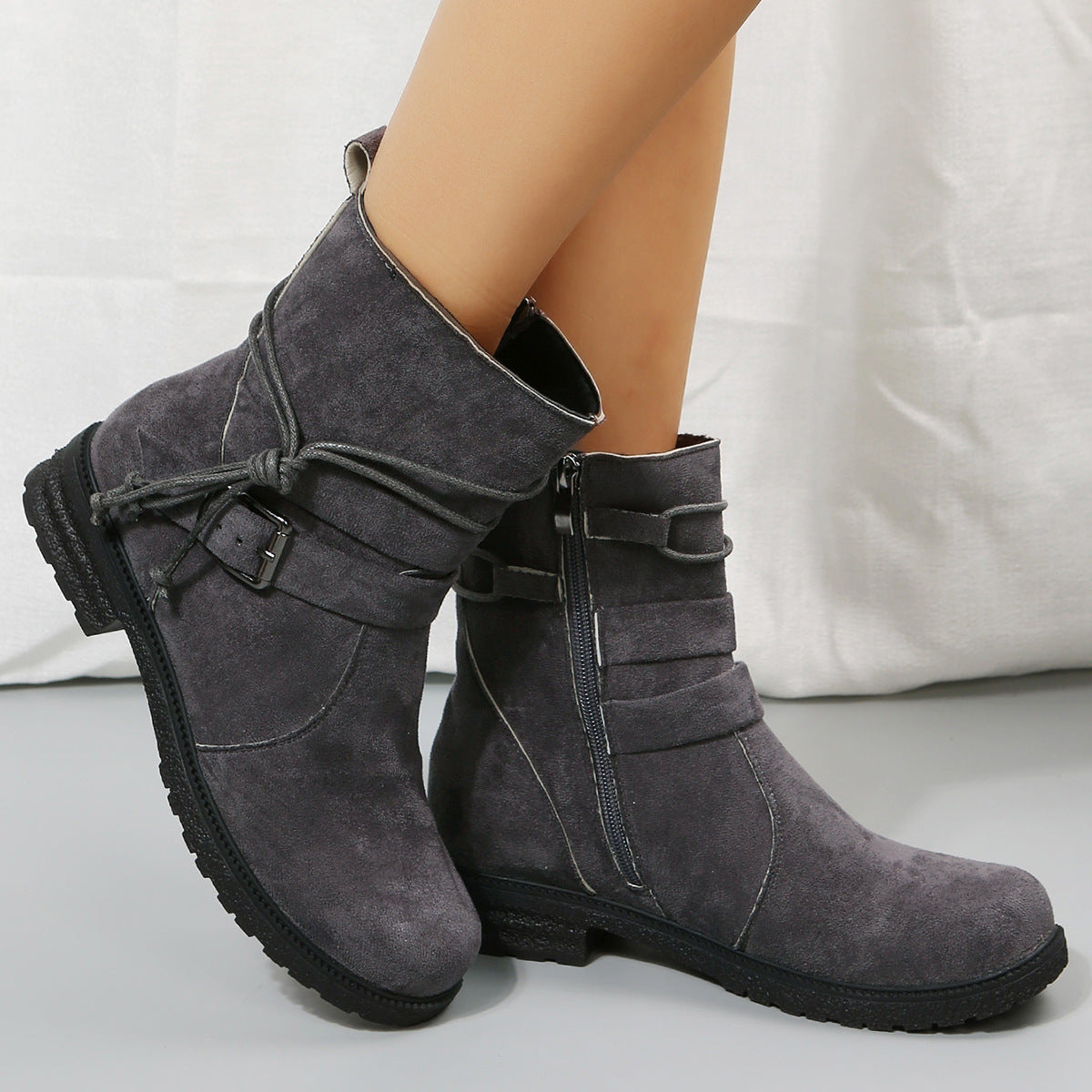 Elizabeth Ainsley Short Boots - Side Zipper, Low Heel