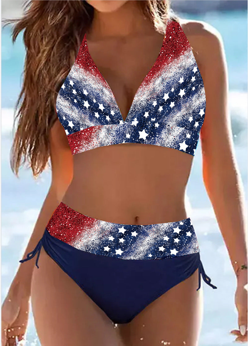 Striped High Waist Bikini by Elizabeth Ainsley