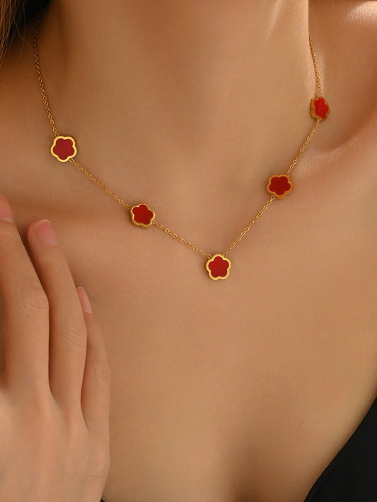 Delicate Clover Charm Necklace with Elegant Chain