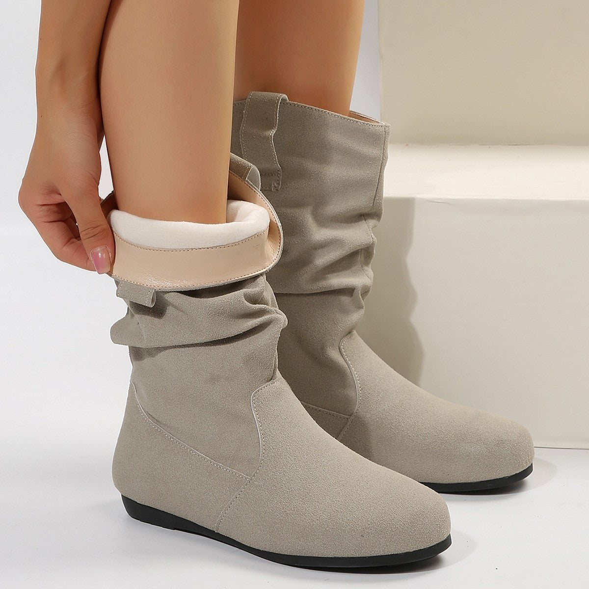 Elizabeth Ainsley Suede Mid-Calf Boots - Winter Warmth