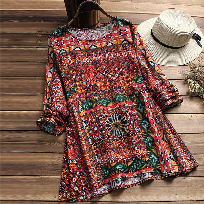 Boho Print Cotton Blouse Elizabeth Ainsley