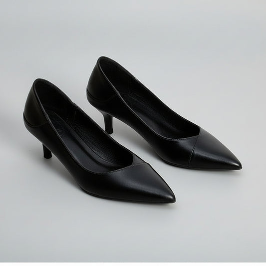 Elegant Black Sheepskin Heels by Elizabeth Ainsley