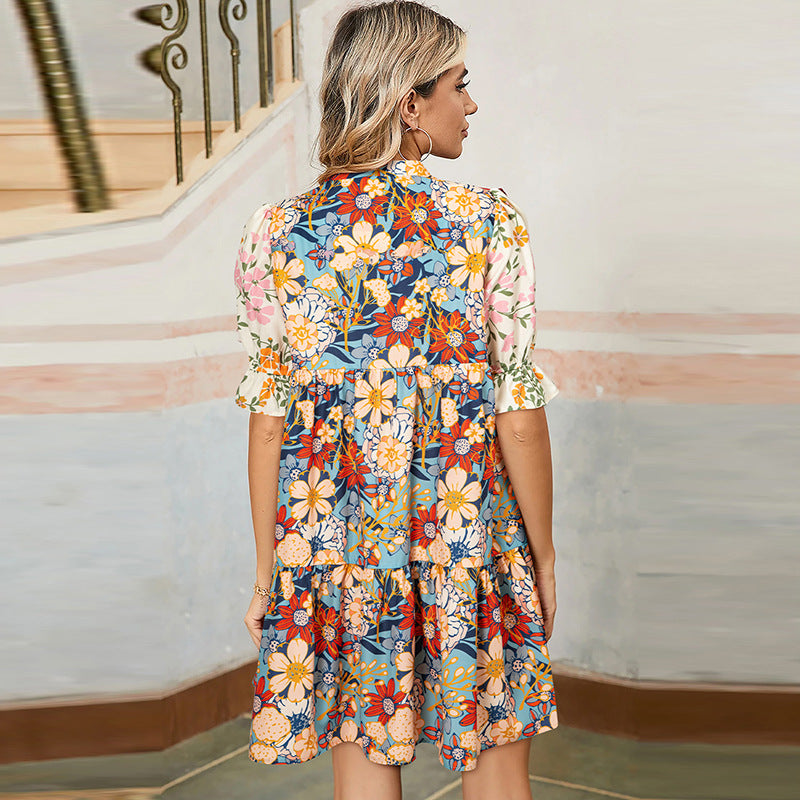 Floral V-Neck A-Line Dress by Elizabeth Ainsley