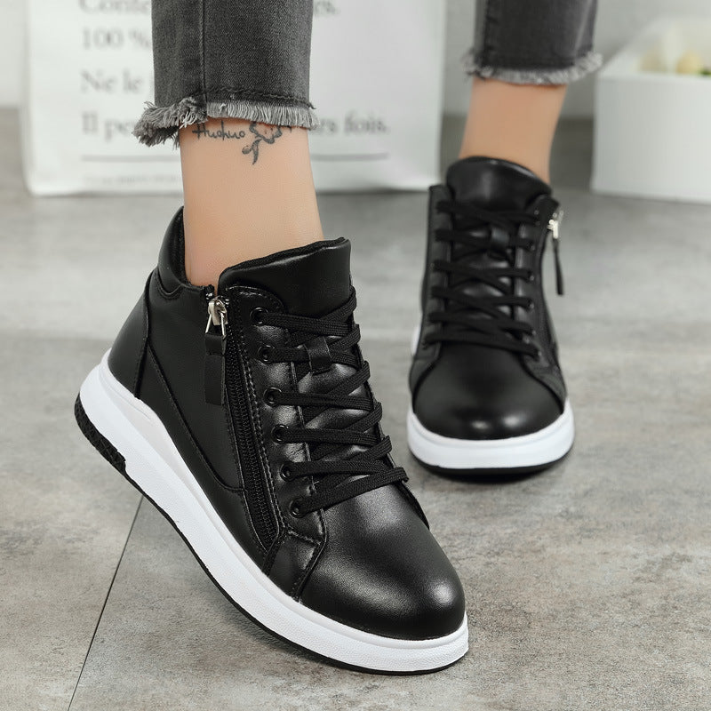Sleek Leather Sneakers Elizabeth Ainsley Board Shoes