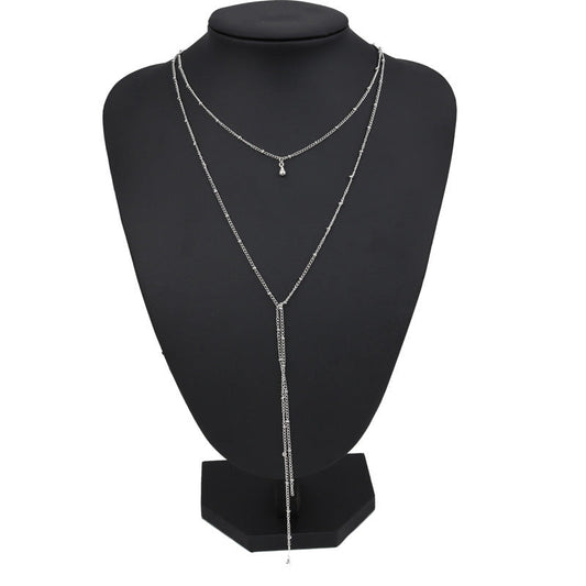 Minimalist Layered Y-Necklace with Delicate Bead Details