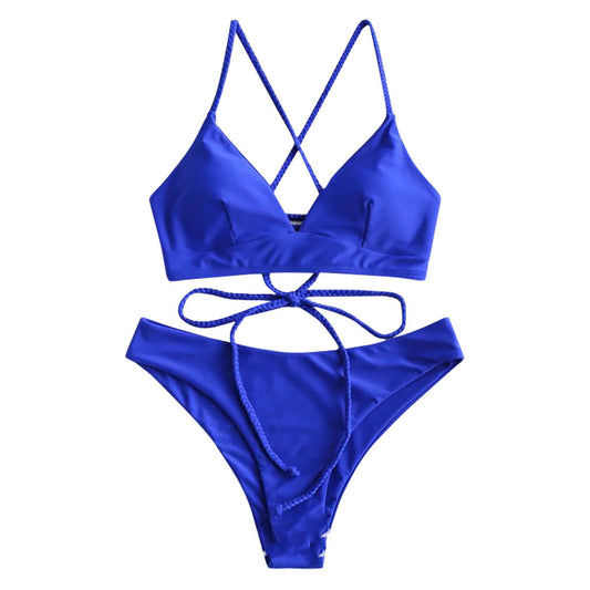 Strappy Solid Bikini by Elizabeth Ainsley