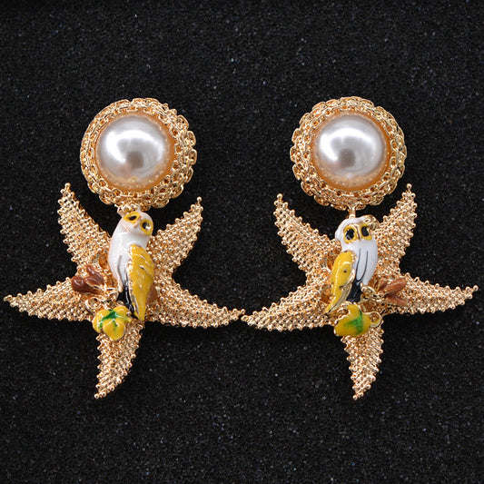 Starfish Pearl Earrings Earrings Korean Fashion Earrings