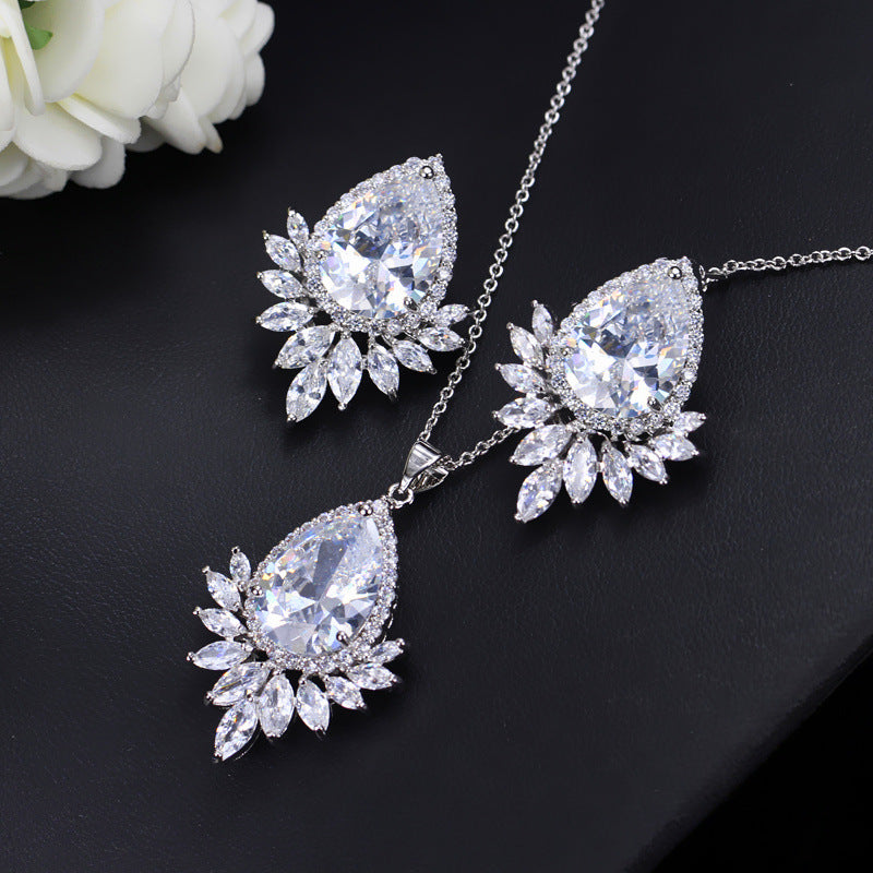 Blue Teardrop Crystal Jewelry Set