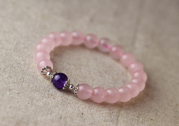 Natural Stone Bead Bracelet with Central Accent Detail