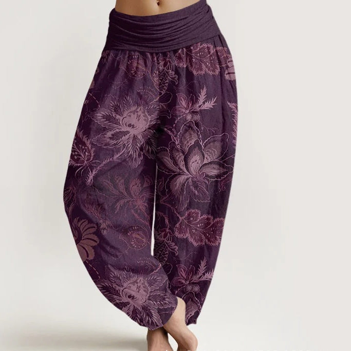 Retro Floral Wide-Leg Pants by Elizabeth Ainsley