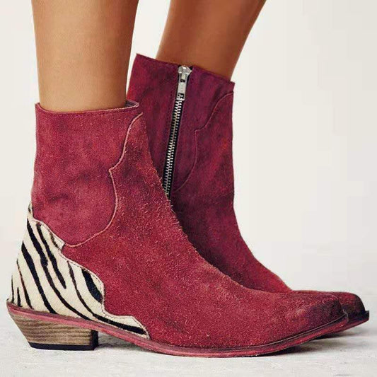 Elizabeth Ainsley Pointed Low Heel Boots - Side Zip Comfort