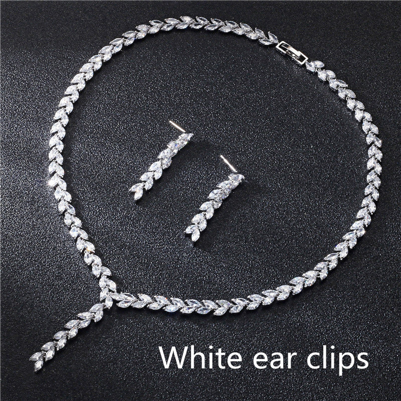 Crystal Leaf Design Jewelry Set