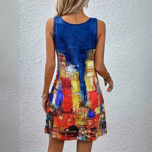 Vibrant Print Elizabeth Ainsley Summer A-Line Dress