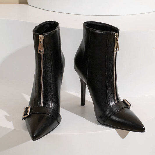 Macarena | Pointed-Toe Zip Orthopedic Stiletto Ankle Boots