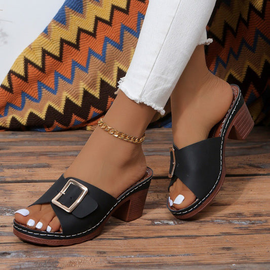 Chic Buckle High Heel Sandals by Elizabeth Ainsley