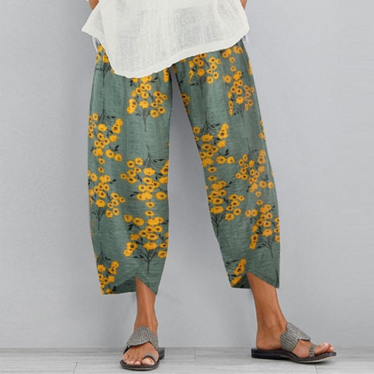 Retro Floral Wide Leg Pants Elizabeth Ainsley