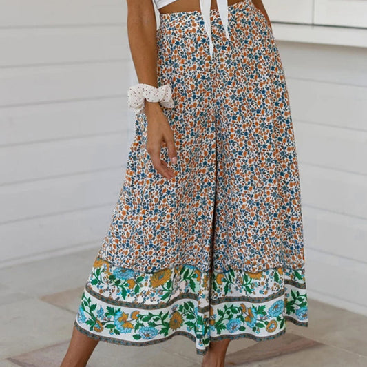 Floral Print Elizabeth Ainsley Straight-Leg Pants