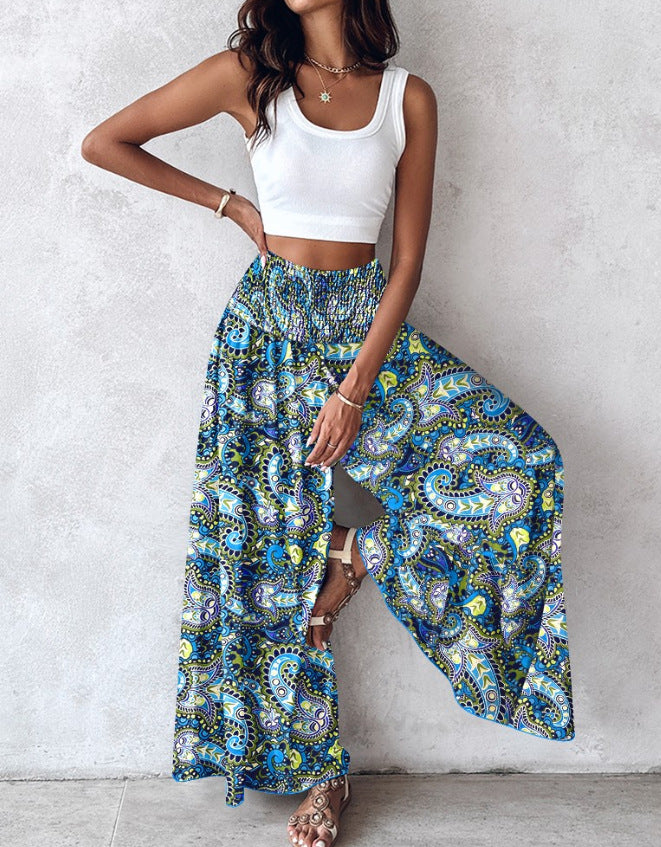Retro Floral Wide-Leg Pants by Elizabeth Ainsley