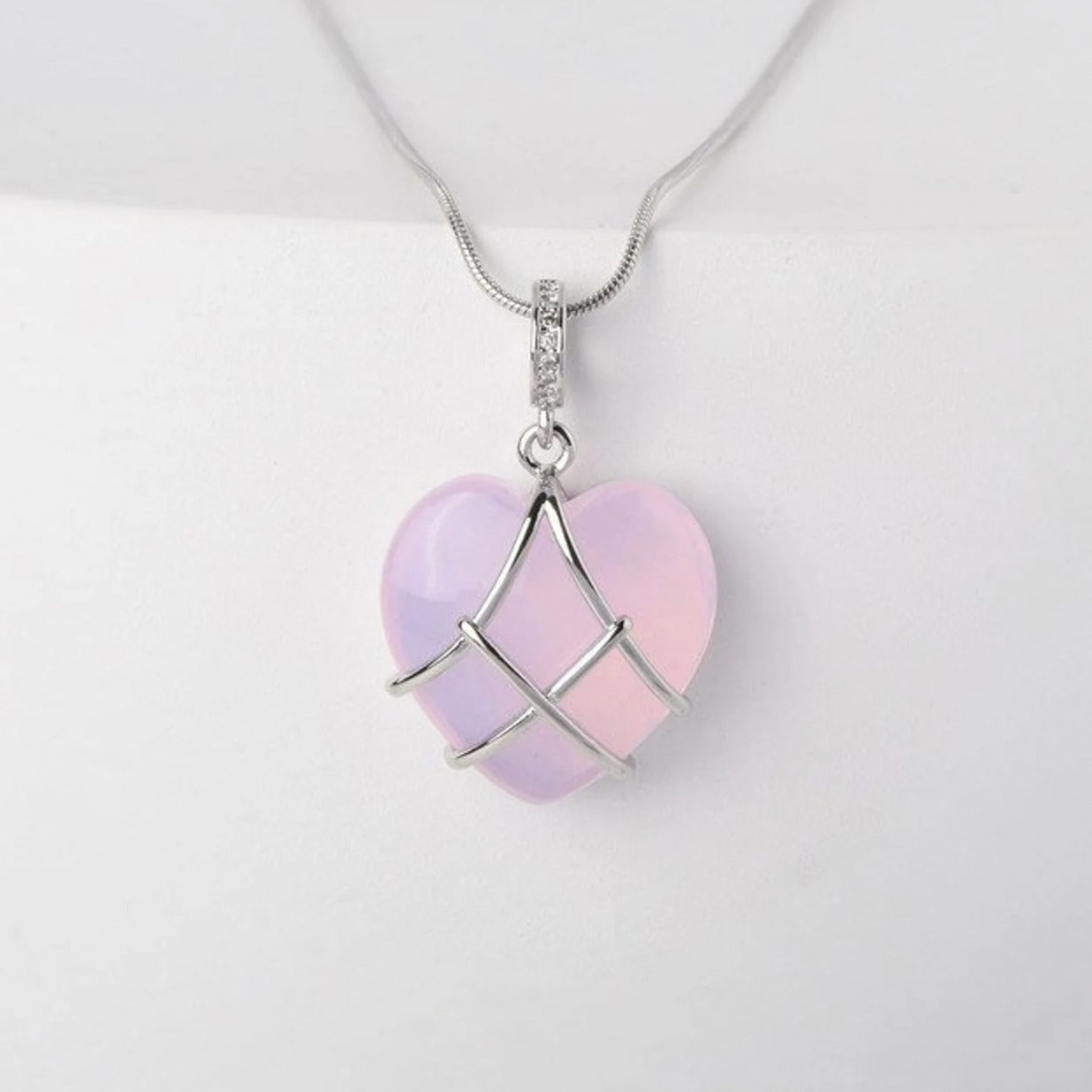 Gold Wire-Wrapped Moonstone Pendant Necklace