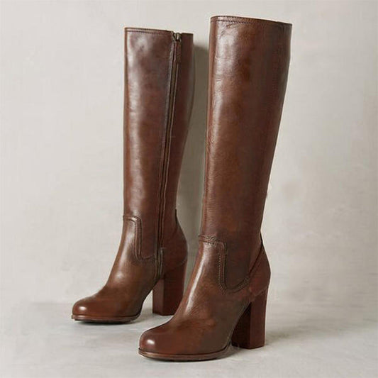 Elizabeth Ainsley Plus-Size Boots - Chunky Heel & Zipper