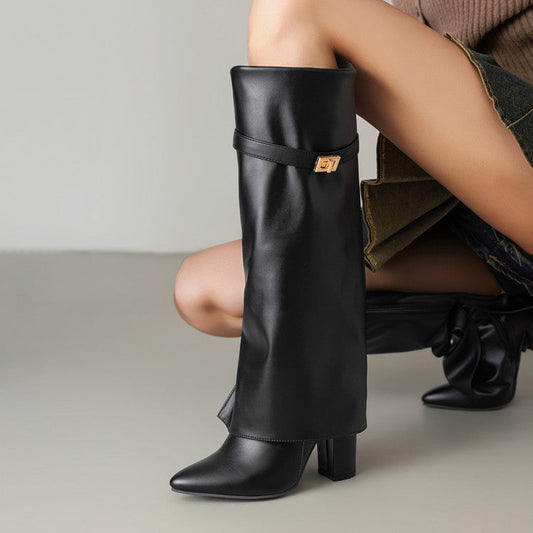 Elizabeth Ainsley Mid-Calf Boots - Pointed Toe & Buckles