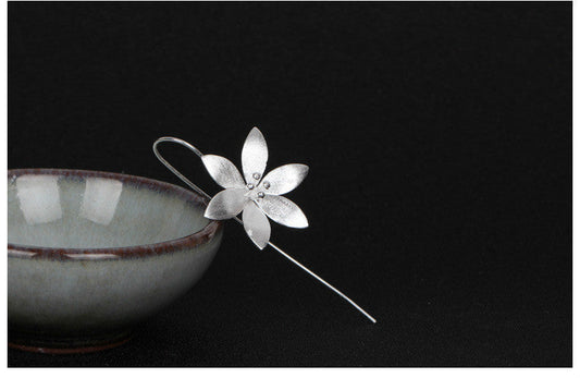 Elegant Silver Blossom Drop Earrings