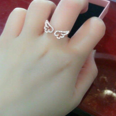Double Heart Pavé Open Ring