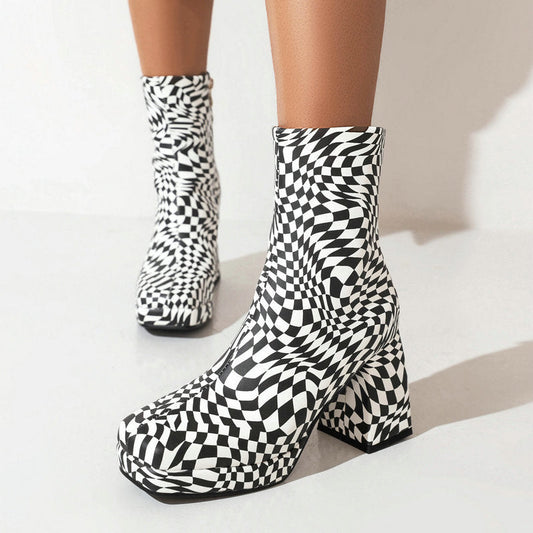 Lisa | Orthopedic Printed Square Toe Heel Boots