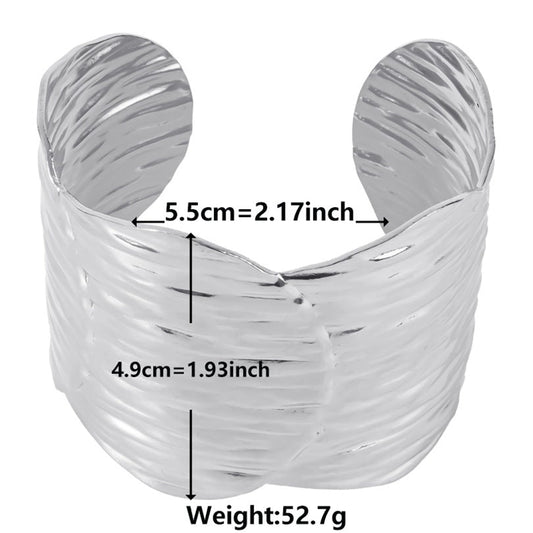 Wide Textured Cuff Bracelet with Sculptural Flow