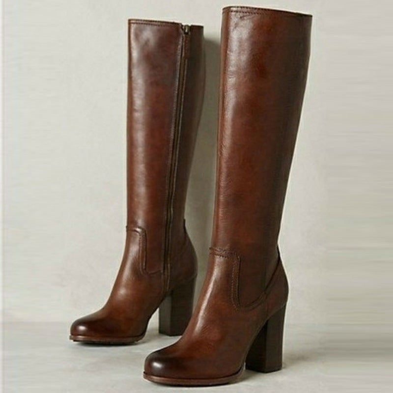 Elizabeth Ainsley Plus-Size Boots - Chunky Heel & Zipper