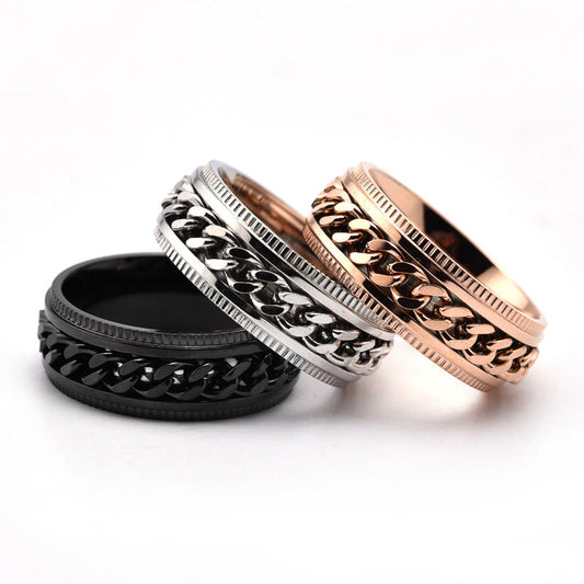 Chain Spinner Ring – Stainless Steel Rotating Band