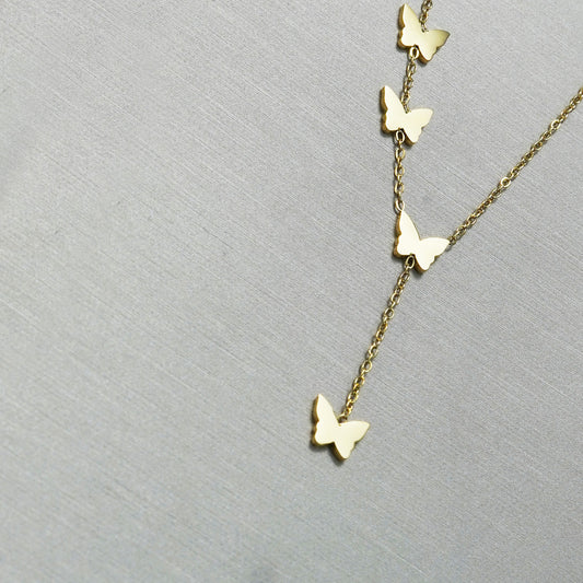 Butterfly Y-Necklace with Delicate Drop Chain